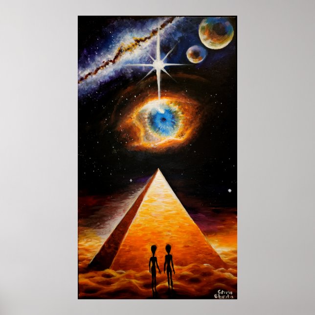 Eine Pyramide unter dem kosmischen Auge Gottes Poster (Vorne)