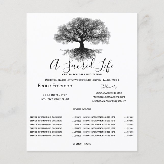 Eine Quelle | Tree of Life Design Flyer (Vorne)