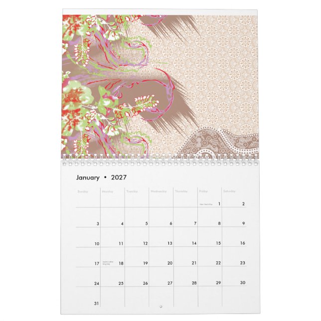 Eine raffinierte, blumengeschmückte Einrichtung mi Kalender (Jan 2027)