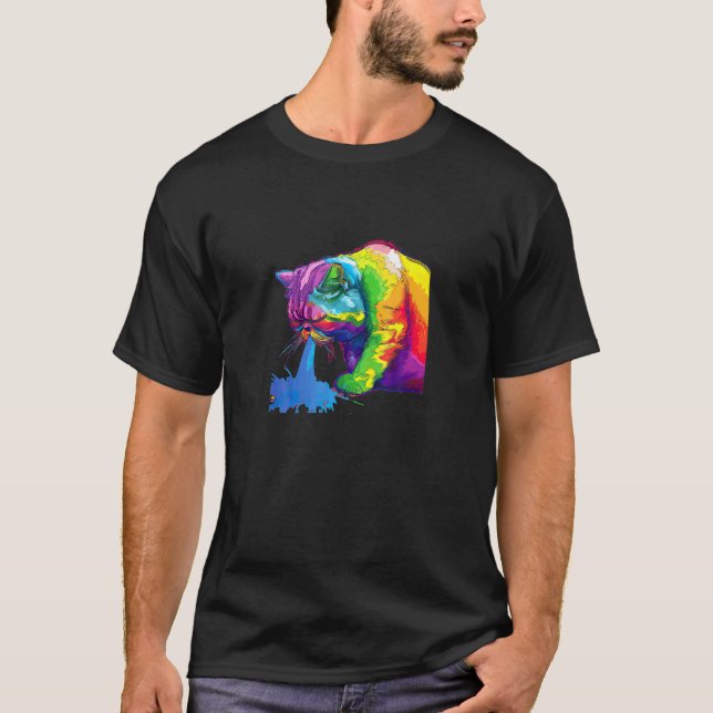 Eine Rainbow-Pop-Katze T-Shirt (Vorderseite)