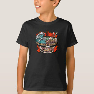 Eine Ramen-Welle-Essstäbchen und japanisches Wort T-Shirt