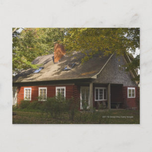 Eine Red Log-Zuhause Postkarte