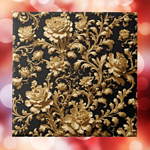 Eine Regale Touch - Schwarz & Gold Flämisch Barock Fliese