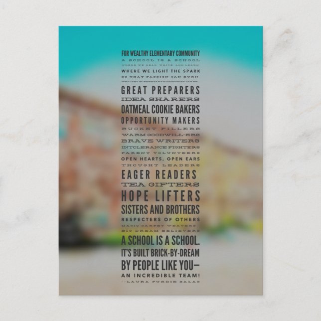 Eine reiche Grundschule kann... Gedicht Postkarte (Vorderseite)