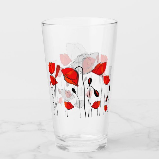 Eine Reihe der roten Mohnblumen Glas (Vorderseite)