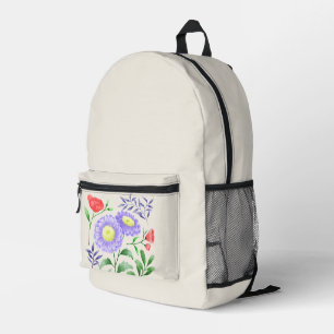 Eine Reihe von Blumen in Aquarell gemalt Bedruckter Rucksack