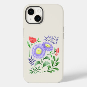 Eine Reihe von Blumen in Aquarell gemalt iPhone 14 Hülle