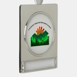Eine Reise durch die stillen Hänge Retro-Berg Banner-Ornament Silber