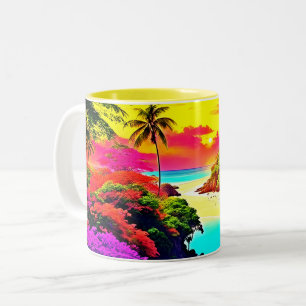 Eine Reise in die exotische Ruhe: Tropisches Parad Zweifarbige Tasse