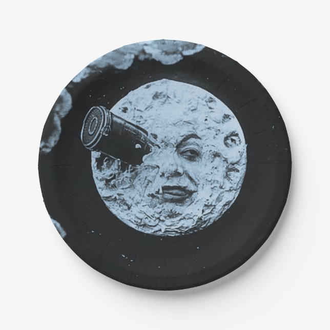 Eine Reise zum blauen Mond Mond Le Voyage Pappteller (Vorderseite)