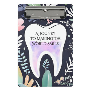 Eine Reise zum Lächeln: Boho Floral Dental Sudent  Mini Klemmbrett