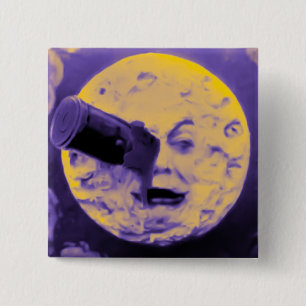 Eine Reise zum Mond (Lila Fiselig Fuzz) Button