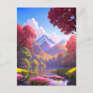 Eine Reise zum See am Berg Postkarte