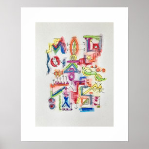 Eine Reise zur Mailbox-Abstrakten Wasserfarbenkuns Poster