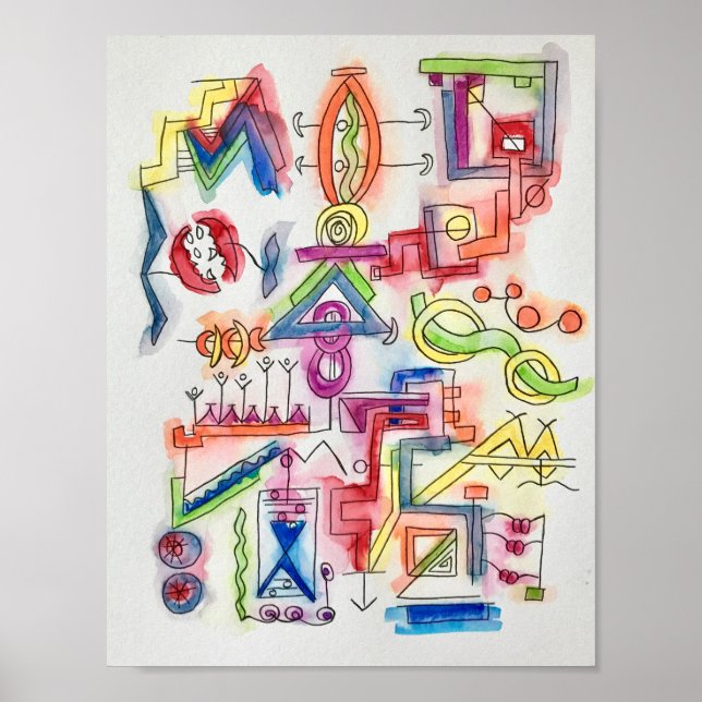 Eine Reise zur Mailbox-Whimsical Abstrakt Art Poster (Vorne)