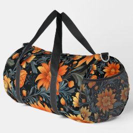 Eine Reisetasche mit lebendigen orangen Blumen Duffle Bag