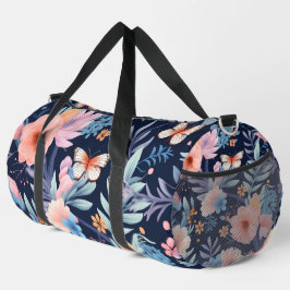 Eine Reisetasche mit lebendigen orangen Blumen  Duffle Bag