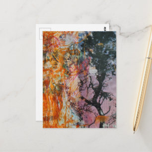 Eine Retro-Baum-Mixed-Media-Collage Postkarte