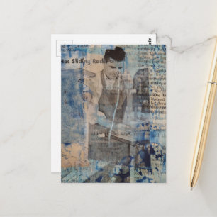Eine Retro-Holzbearbeitung-Mixed-Media-Collage Postkarte