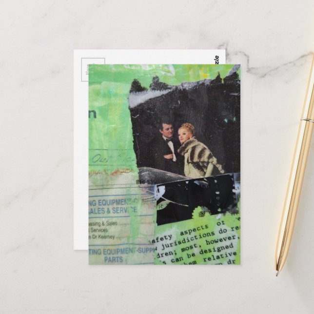 Eine retro Paar-Mixed-Media-Collage Postkarte (Vorderseite/Rückseite Beispiel)