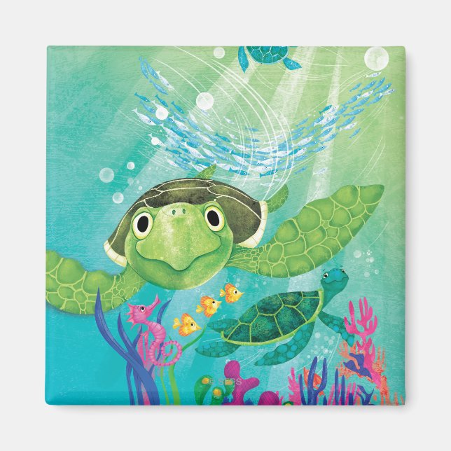 Eine Rettung der Meeresschildkröte Magnet (Vorne)