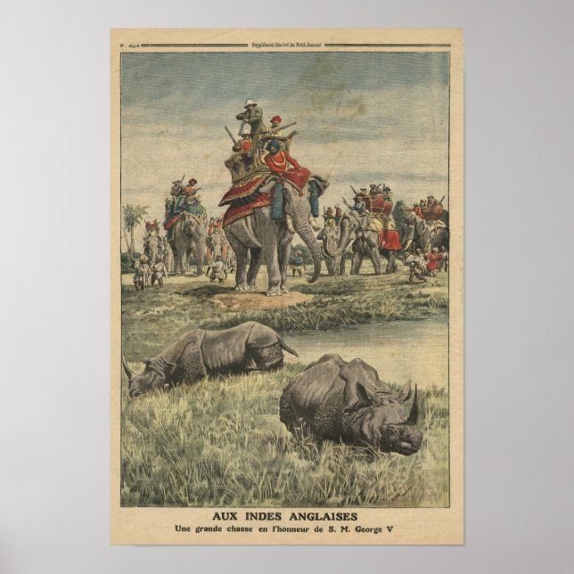 Eine Rhinozerosjagd zu Ehren von König George V. Poster (Vorne)
