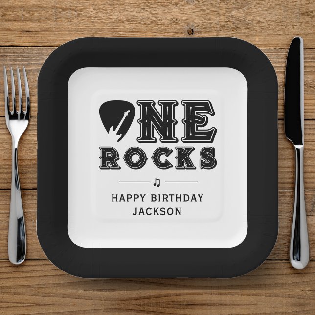 Eine Rocks-Gitarrenpick 1. Geburtstagsfeier Pappteller (Von Creator hochgeladen)