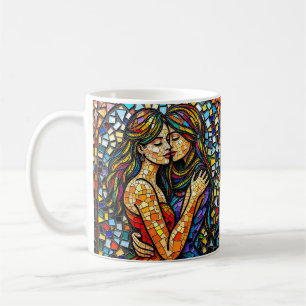 Eine romantische Embrase   Mosaik Women Ai Art Kaffeetasse