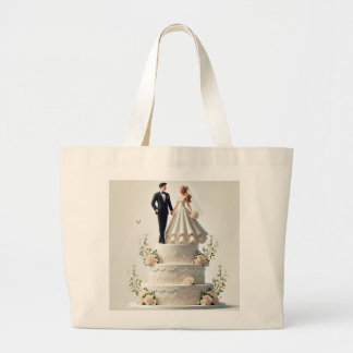 Eine romantische Hochzeitskuchen Tote Tasche. Jumbo Stoffbeutel