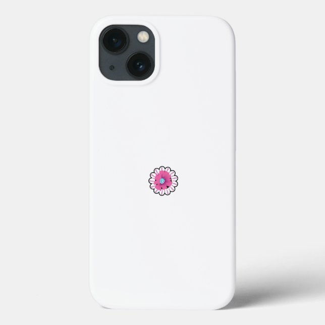 eine rosa Blume mit blauer Mitte auf weißem Rücken Case-Mate iPhone Hülle (Rückseite)