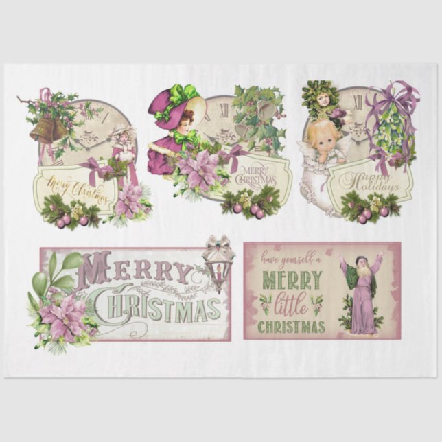 Eine rosa Farbe Weihnachtsserie Design 13 Seidenpapier (Vorderseite)