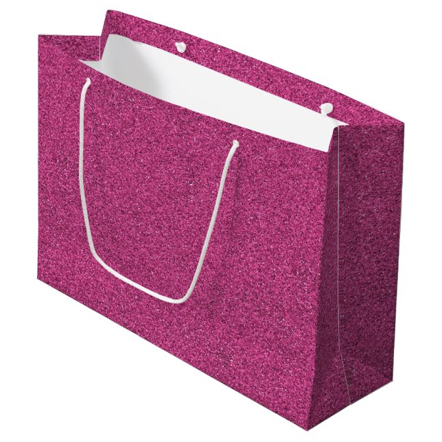 Eine rosa glitzernde Einkaufstasche Große Geschenktüte (Vorderseite Schrägansicht)