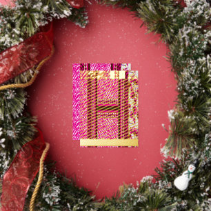 eine rosa und weiße Tapete mit einem Kreuz. Folien Feiertagspostkarte