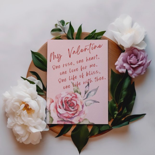 Eine Rose, ein Herz, Liebe und Bliss Valentins Postkarte (Von Creator hochgeladen)