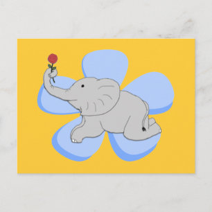 Eine Rose einer Baby Elephant Postcard Postkarte