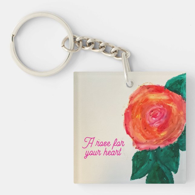 Eine Rose für dein Herz Schlüsselanhänger (Vorderseite)