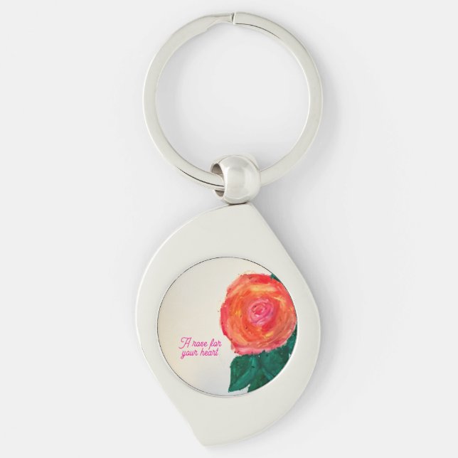Eine Rose für dein Herz Schlüsselanhänger (Vorderseite)