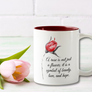 Eine Rose ist nicht nur eine Blume Inspirationszit Zweifarbige Tasse