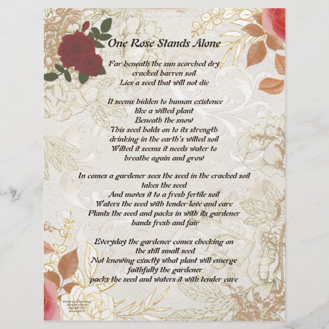 Eine Rose steht allein für Vintage persönliche Sta (Vorderseite)