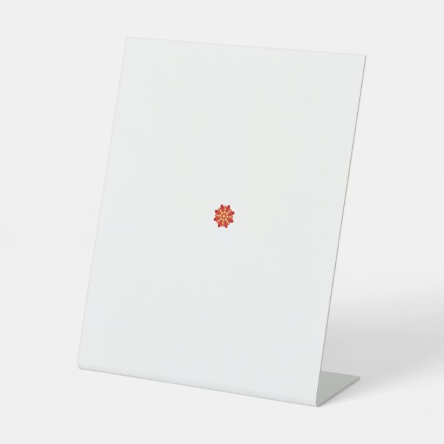 eine rot-gelbe Blume mit schwarzen Punkten Sockelschild (Vorderseite)