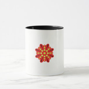 eine rot-gelbe Blume mit schwarzen Punkten Tasse