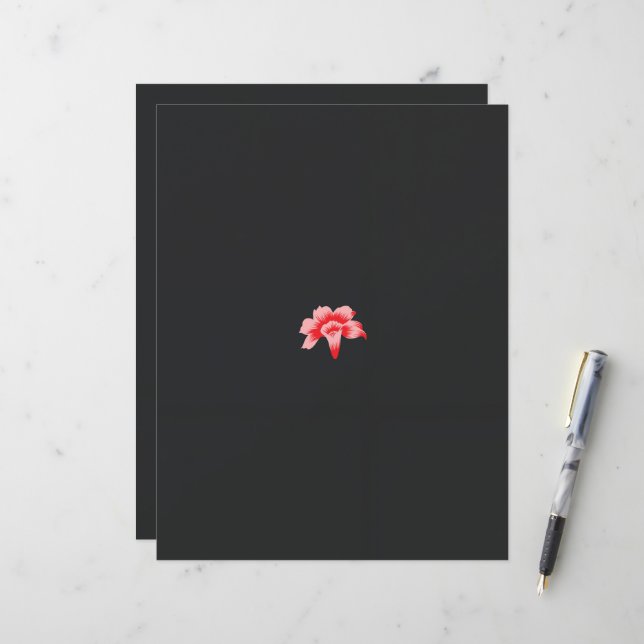 eine rote Blume auf schwarzem Hintergrund (Vorderseite/Rückseite Beispiel)