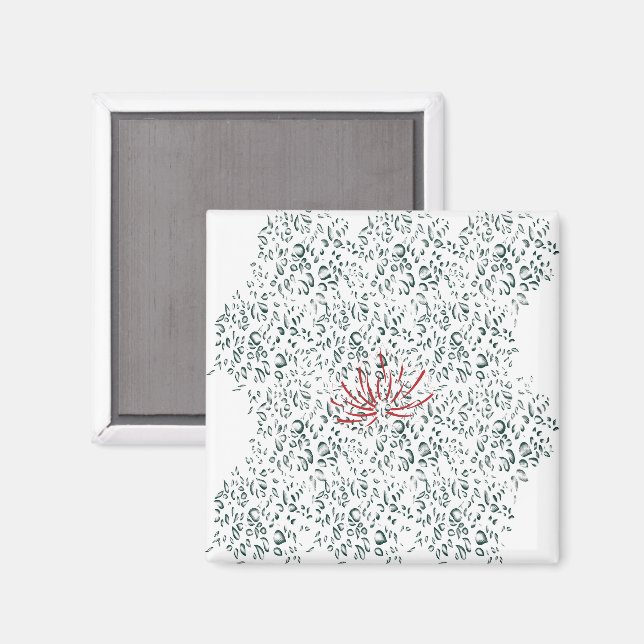 eine rote Blume auf schwarzem Hintergrund Magnet (Vorderseite/Rückseite)