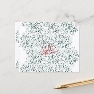 eine rote Blume auf schwarzem Hintergrund Postkarte