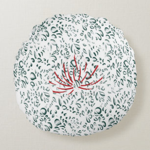 eine rote Blume auf schwarzem Hintergrund Rundes Kissen