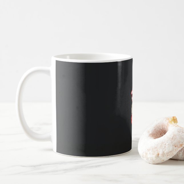 eine rote Blume auf weißem Hintergrund Kaffeetasse (Mit Donut)