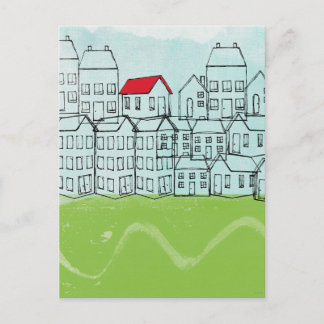 Eine rote Dachdecke Postkarte