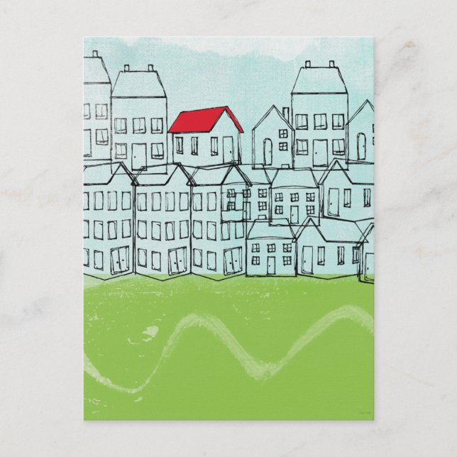 Eine rote Dachdecke Postkarte (Vorderseite)