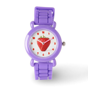 Eine Rote Erdbeere fette rote Zahlen Kinder beobac Armbanduhr