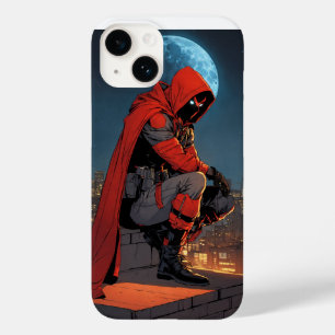 Eine rote Figur kröpft tief auf einem mondbeleucht Case-Mate iPhone 14 Hülle